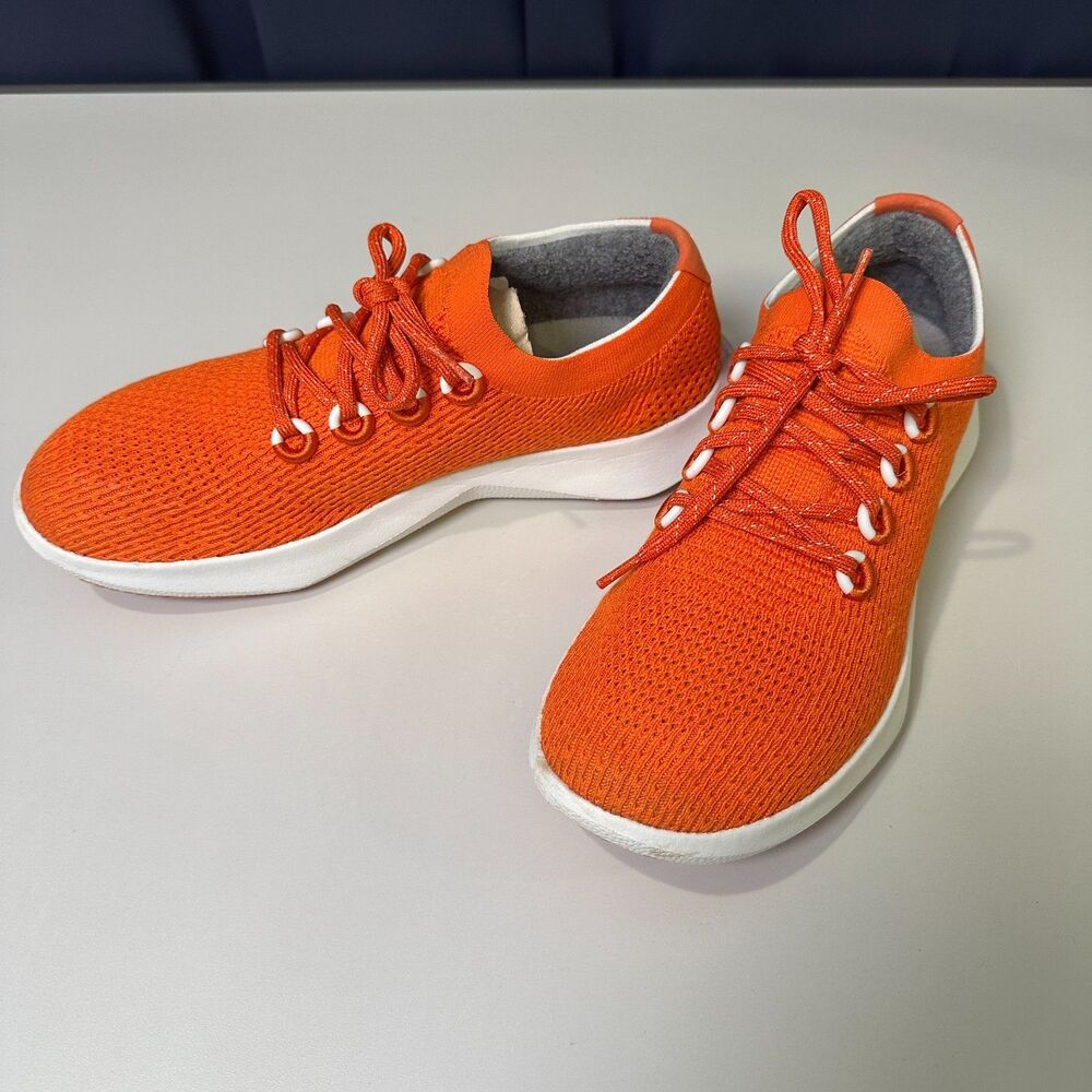 Allbirds Mens Tree Runner Sneakers Orange Size 13 Knit Wool Lace-Up Pre-Owned